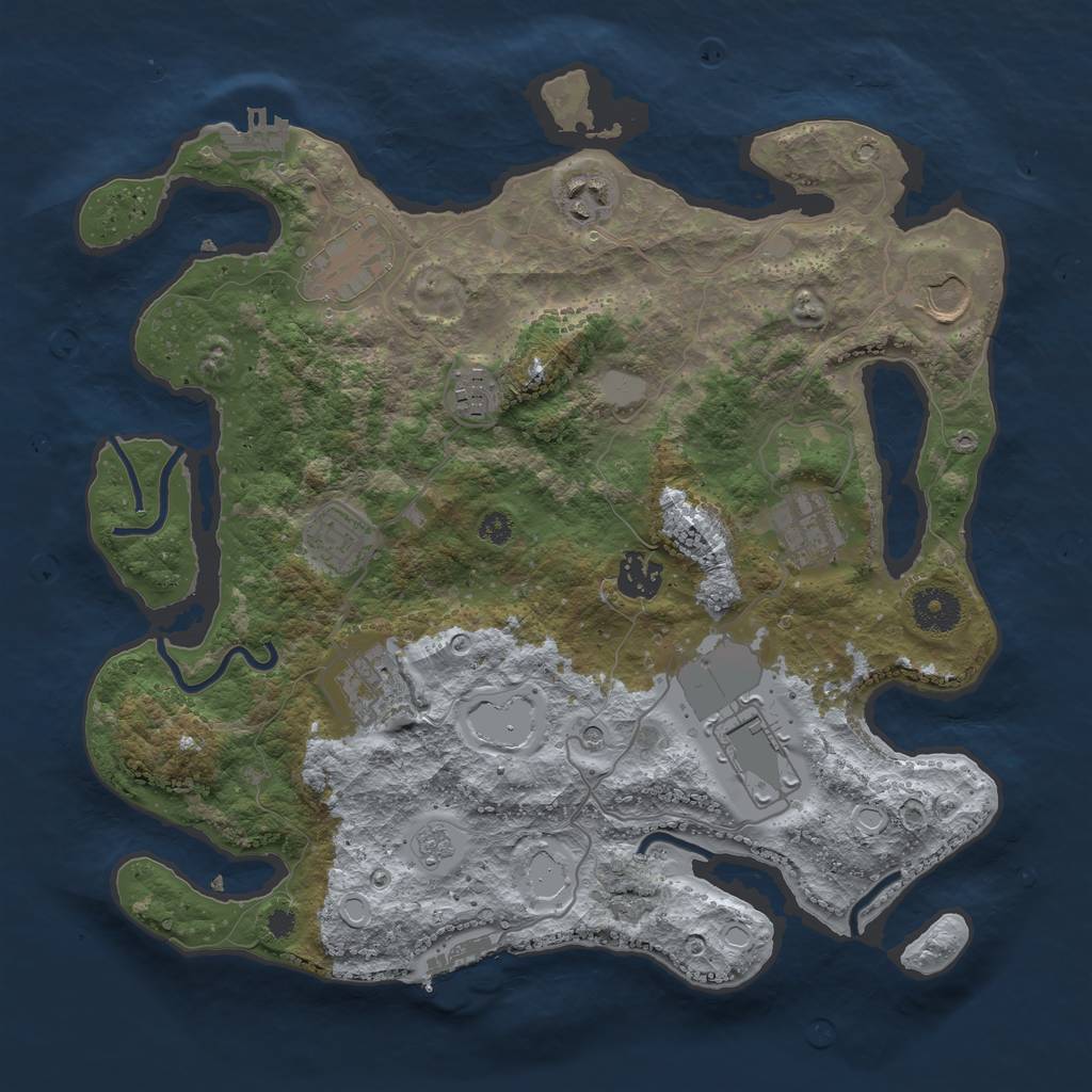 Rust Map: Procedural Map, Size: 3500, Seed: 991462992, 18 Monuments