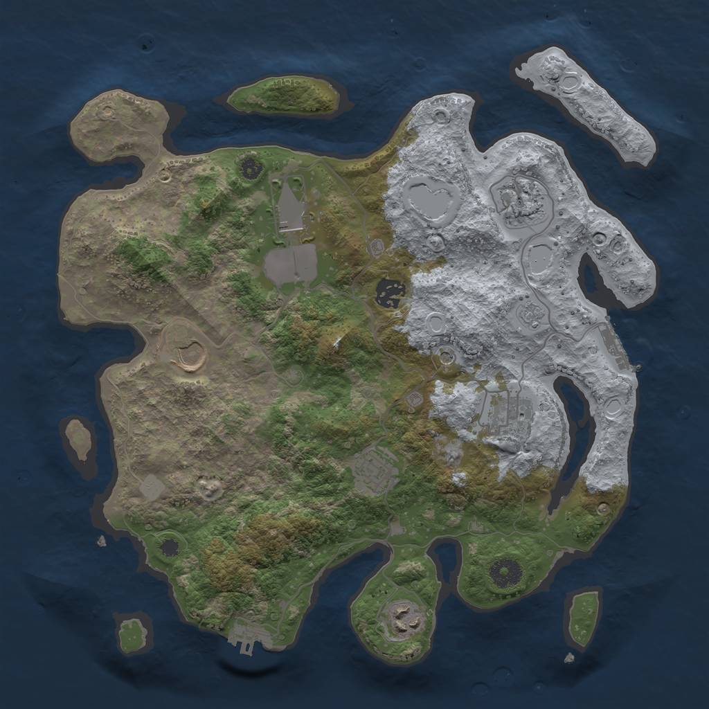 Rust Map: Procedural Map, Size: 3500, Seed: 58492742, 16 Monuments