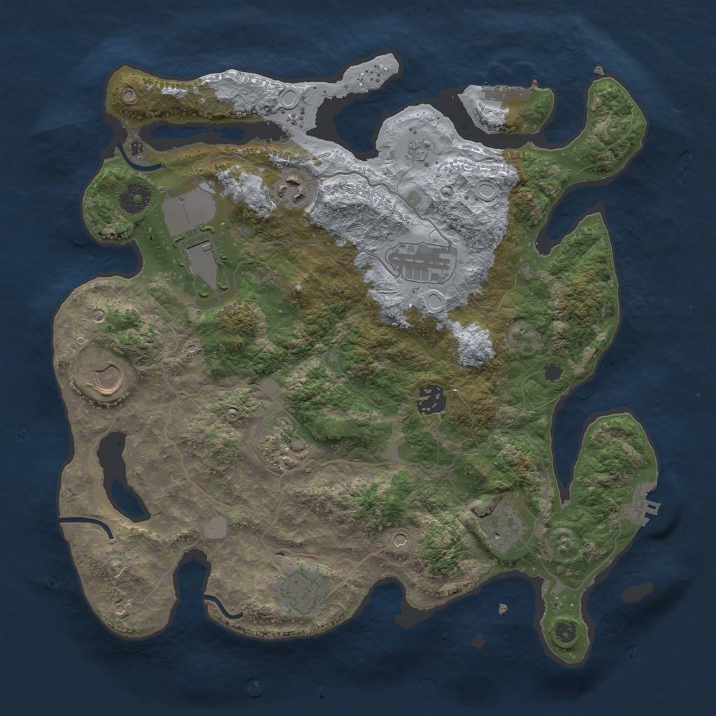 Rust Map: Procedural Map, Size: 3500, Seed: 2030097189, 17 Monuments