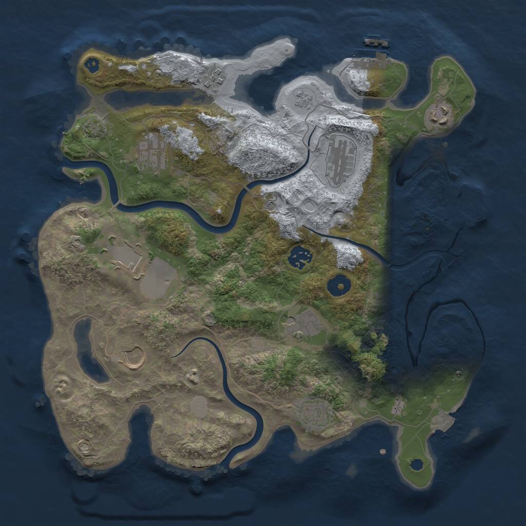 Rust Map: Procedural Map, Size: 3500, Seed: 2030097189, 15 Monuments