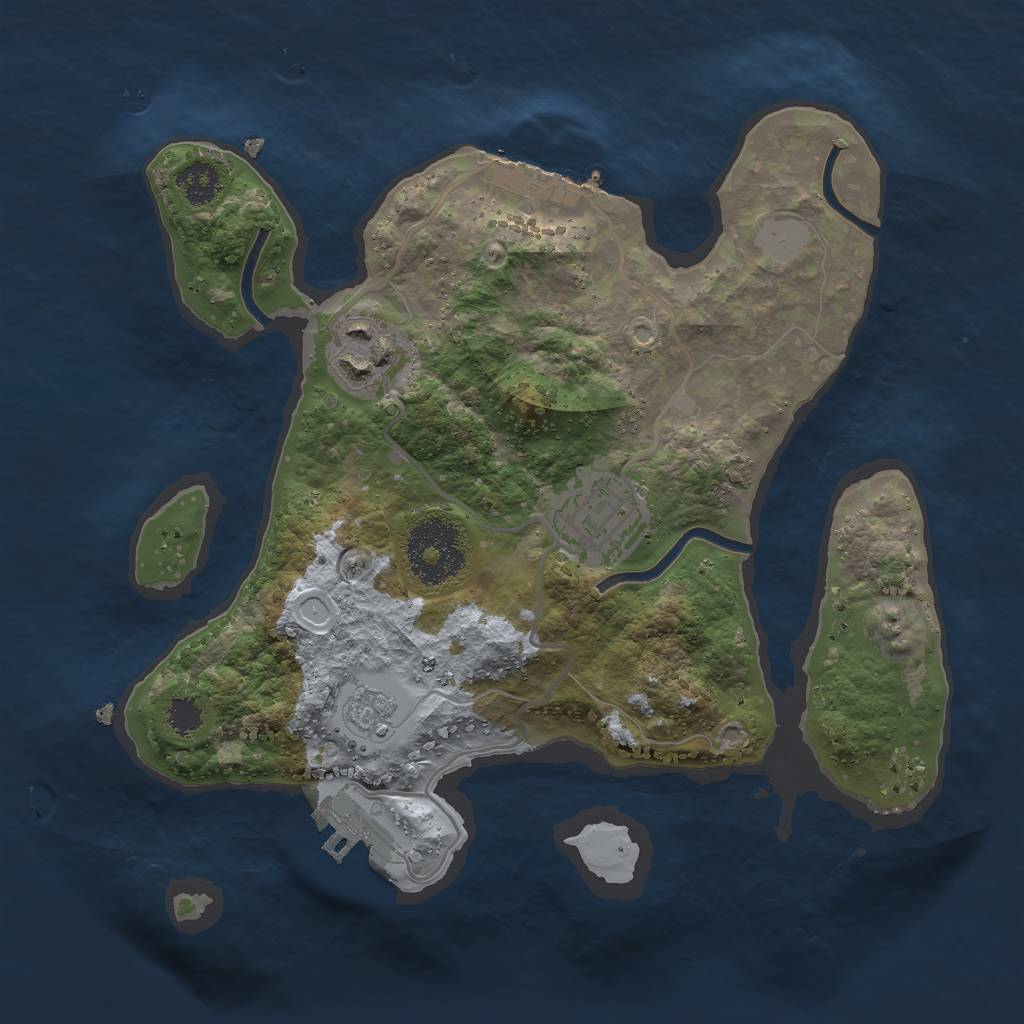 Rust Map: Procedural Map, Size: 2500, Seed: 1174145257, 10 Monuments