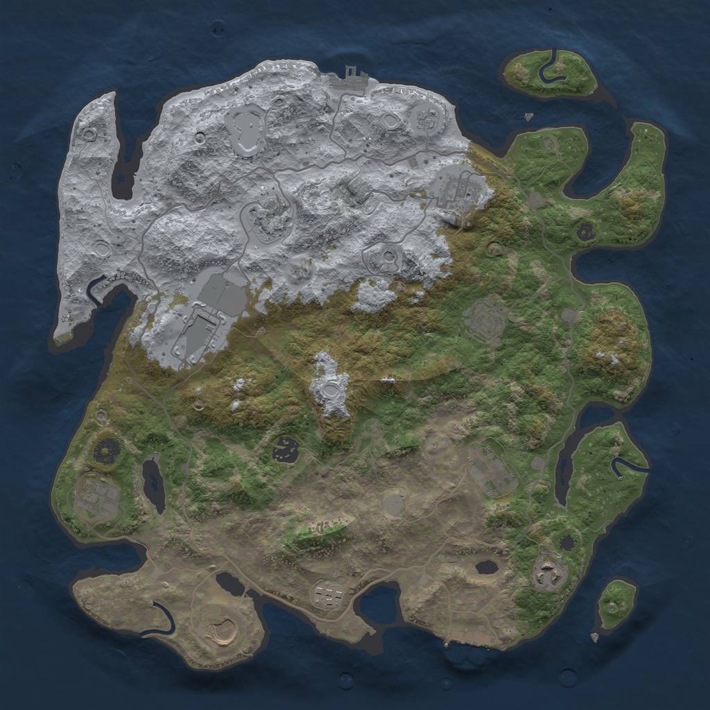 Rust Map: Procedural Map, Size: 4000, Seed: 952794527, 19 Monuments