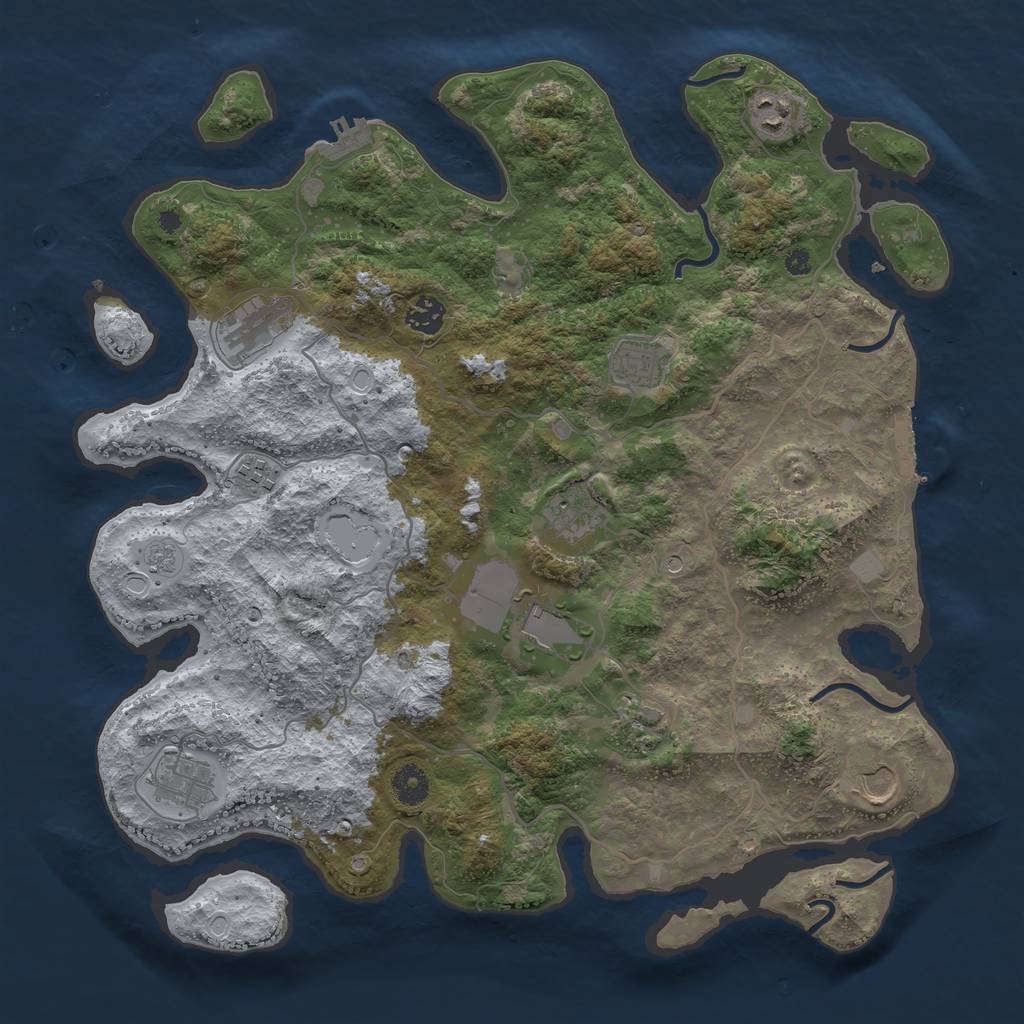 Rust Map: Procedural Map, Size: 4000, Seed: 1570648028, 19 Monuments