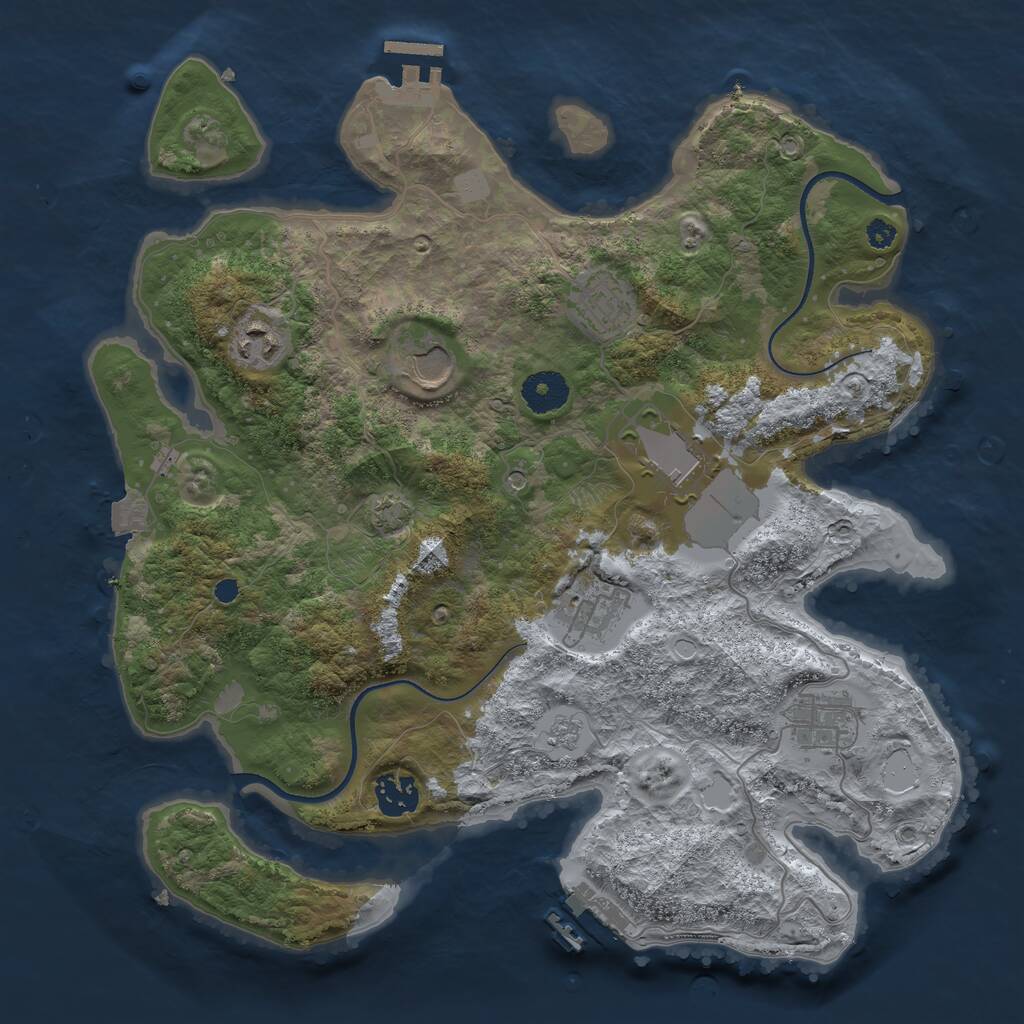 Rust Map: Procedural Map, Size: 3500, Seed: 15070038, 13 Monuments