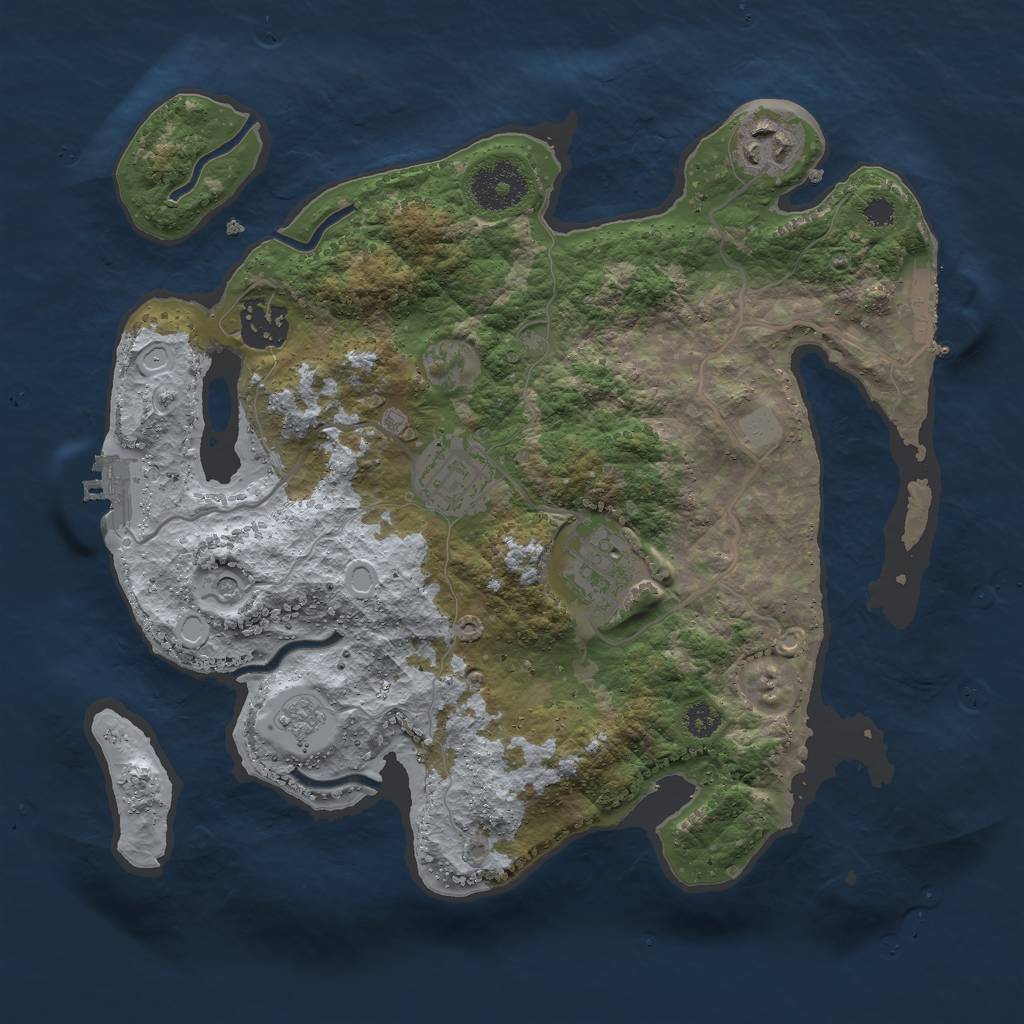 Rust Map: Procedural Map, Size: 3000, Seed: 608697989, 13 Monuments