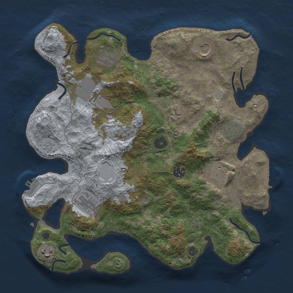 Rust Map: Procedural Map, Size: 3500, Seed: 66357288, 19 Monuments