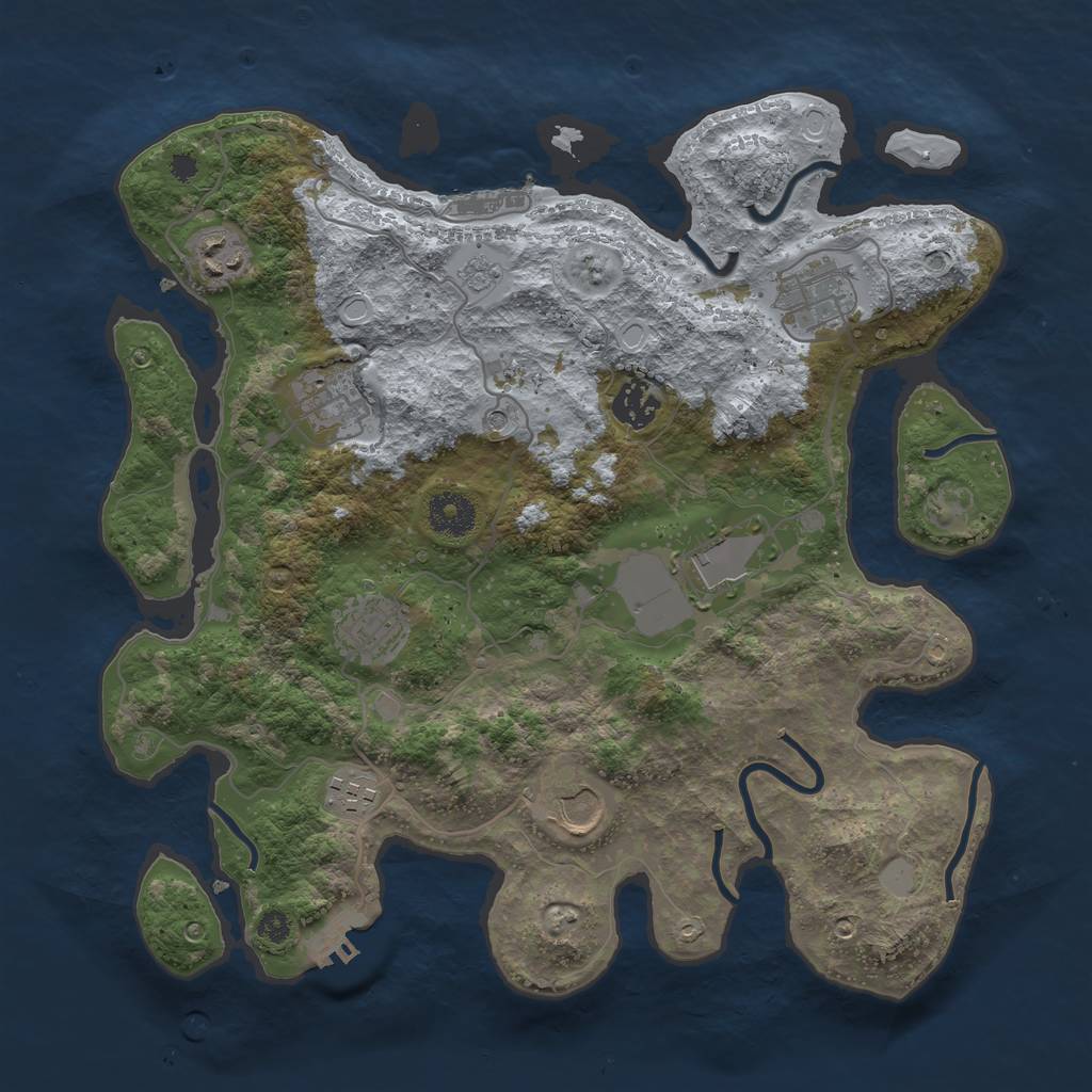 Rust Map: Procedural Map, Size: 3500, Seed: 39438307, 17 Monuments