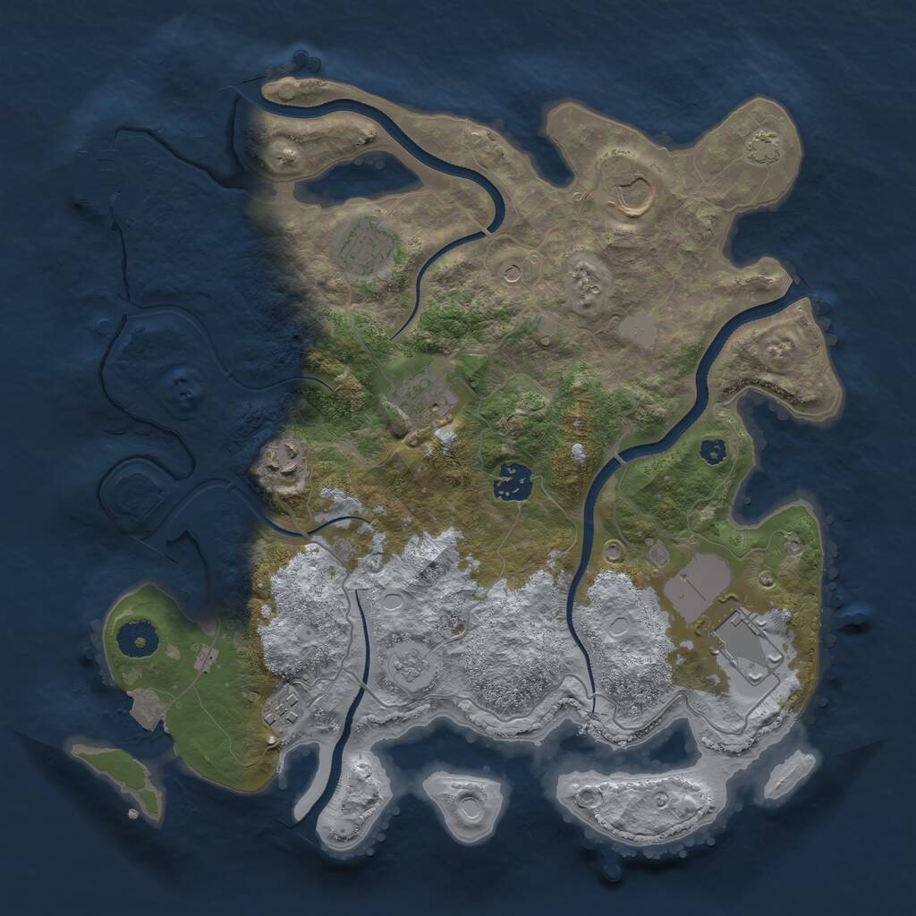 Rust Map: Procedural Map, Size: 3500, Seed: 98264362, 12 Monuments