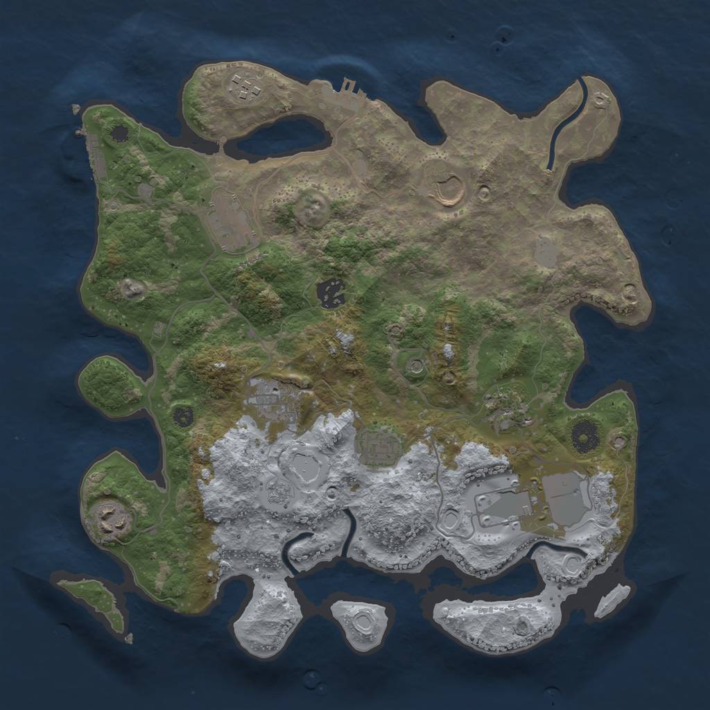 Rust Map: Procedural Map, Size: 3500, Seed: 98264362, 18 Monuments