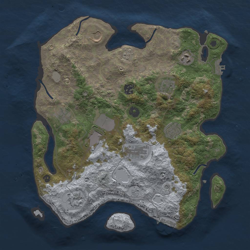 Rust Map: Procedural Map, Size: 3500, Seed: 543119031, 19 Monuments