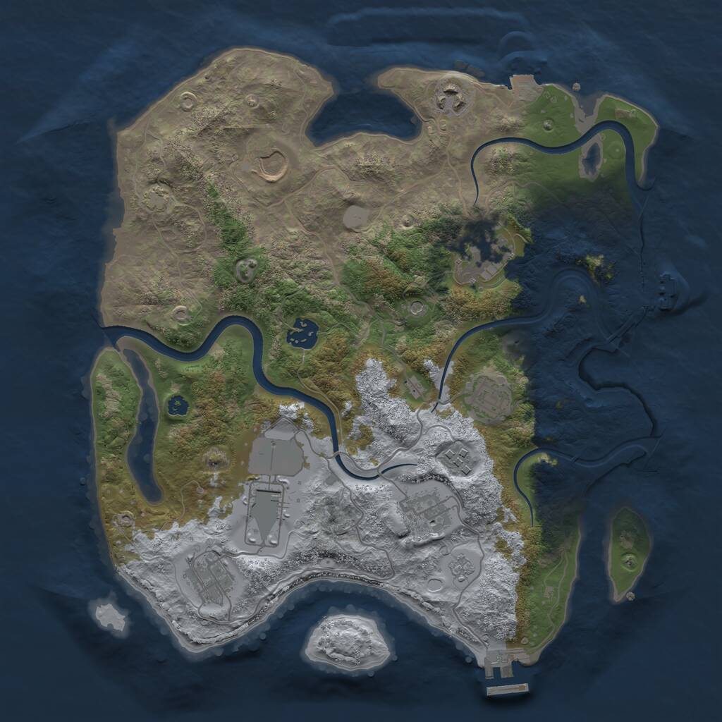 Rust Map: Procedural Map, Size: 3500, Seed: 543119031, 15 Monuments