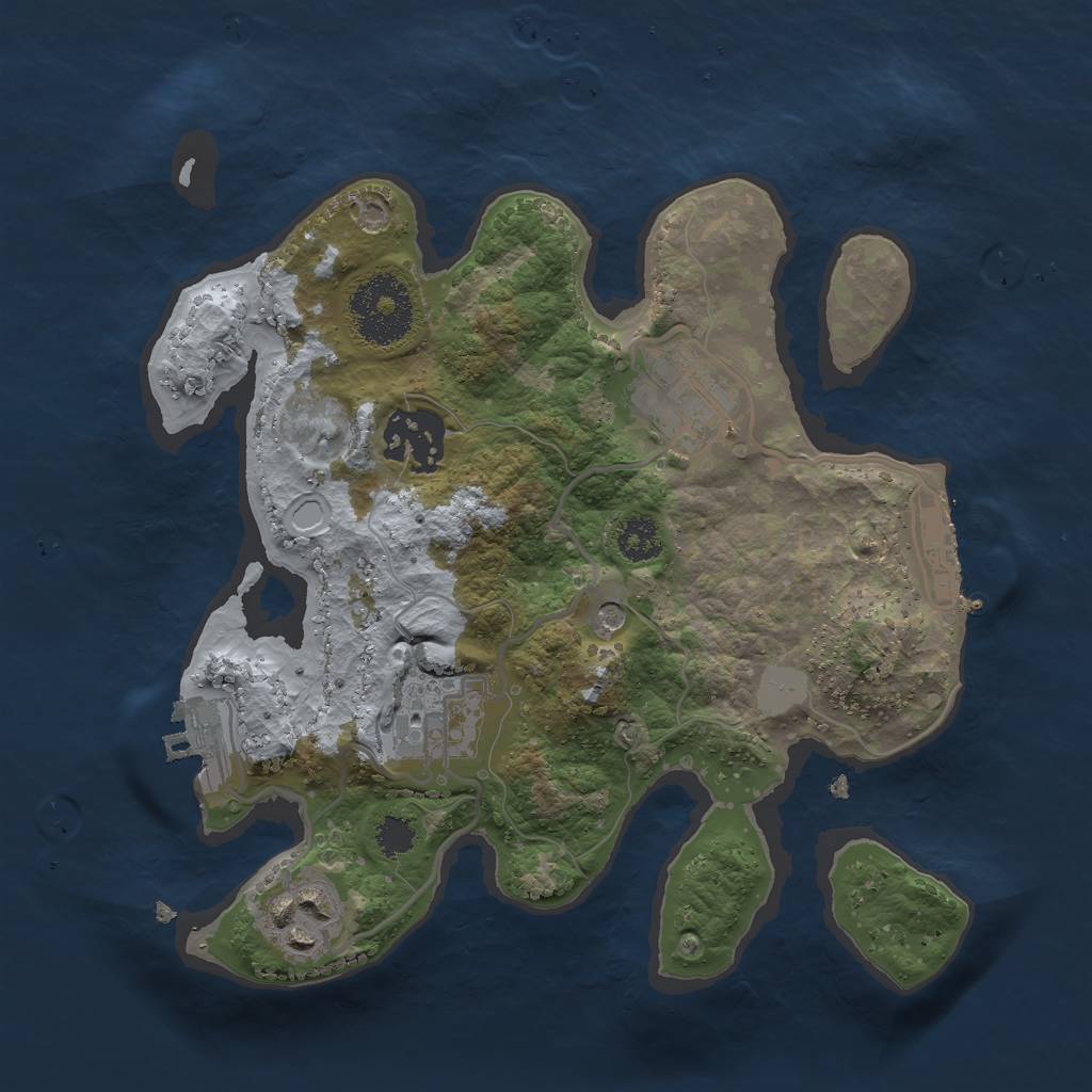 Rust Map: Procedural Map, Size: 2500, Seed: 34372, 12 Monuments