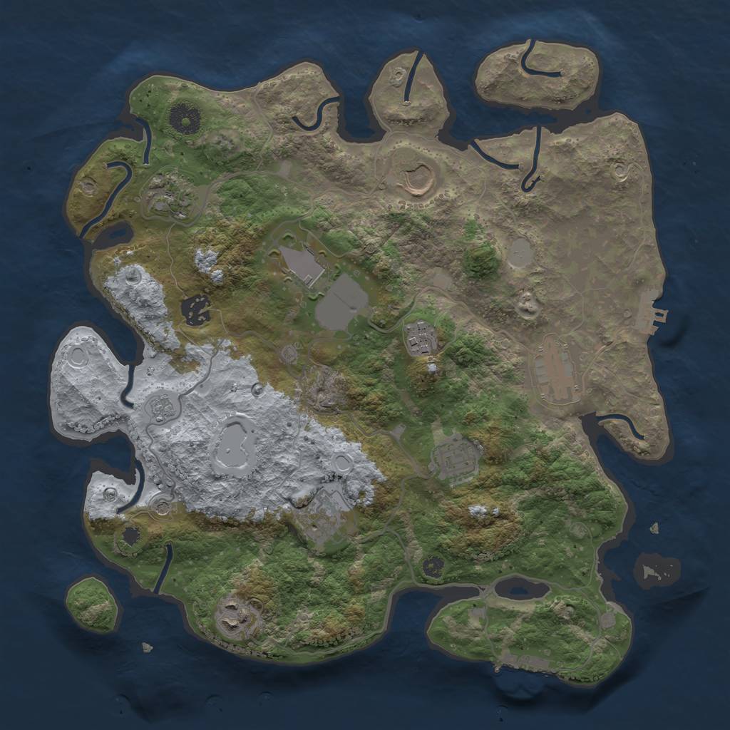 Rust Map: Procedural Map, Size: 3500, Seed: 1700262343, 18 Monuments