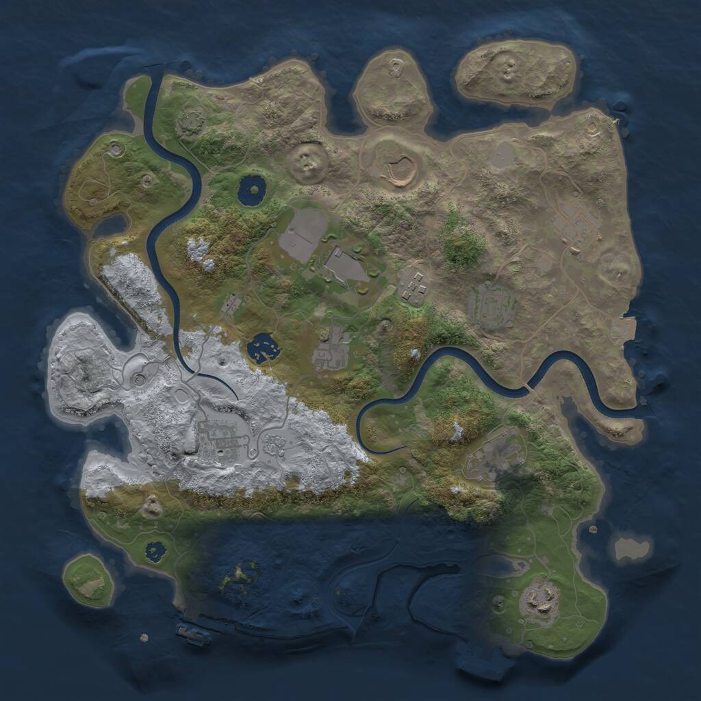 Rust Map: Procedural Map, Size: 3500, Seed: 1700262343, 16 Monuments