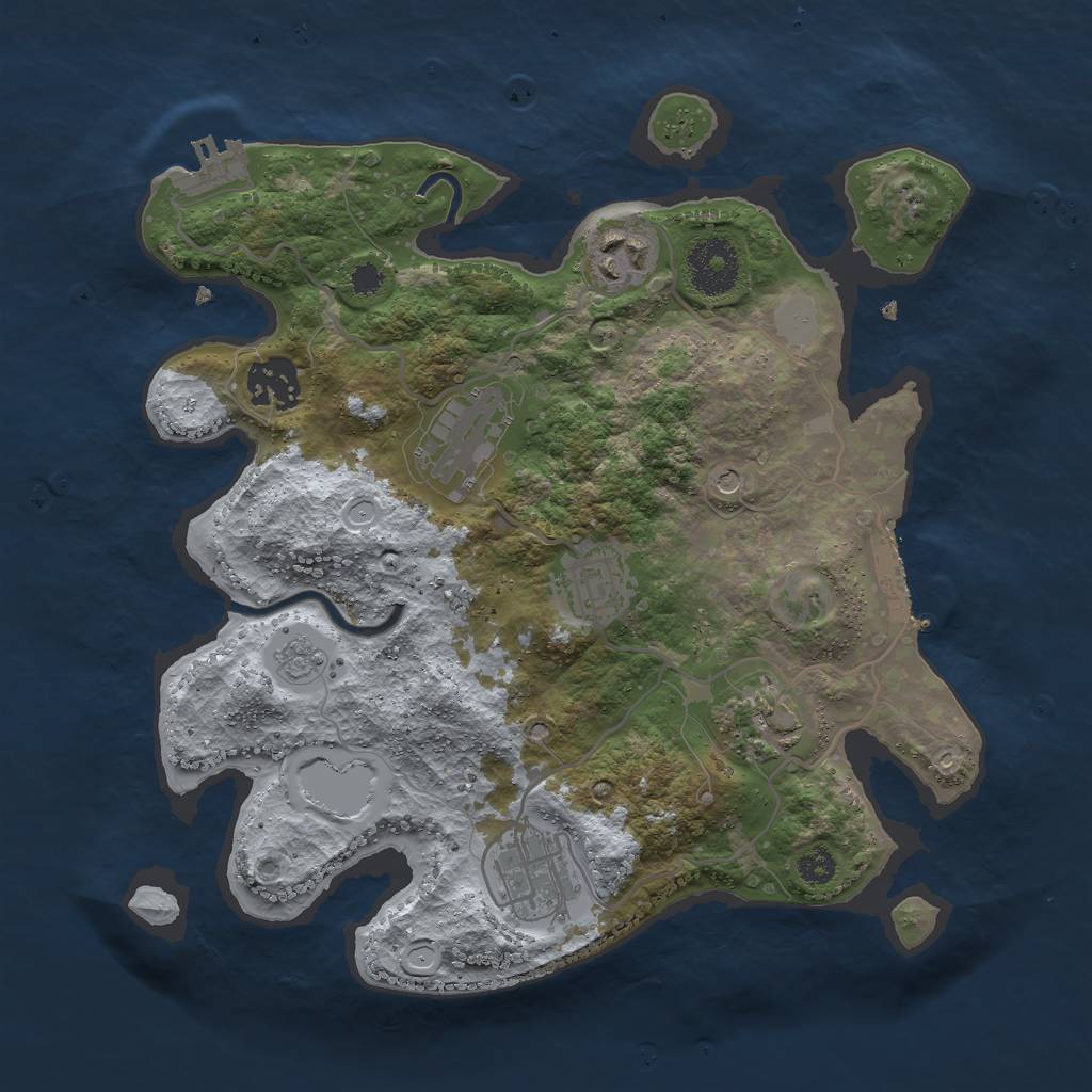 Rust Map: Procedural Map, Size: 3000, Seed: 1387919221, 15 Monuments