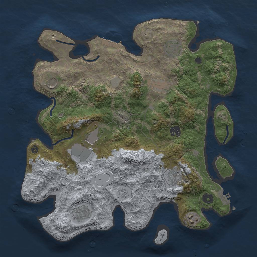 Rust Map: Procedural Map, Size: 3500, Seed: 1397308679, 17 Monuments