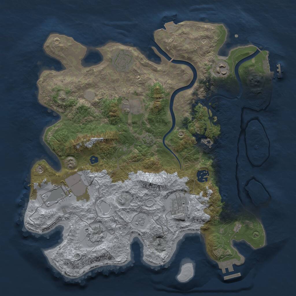 Rust Map: Procedural Map, Size: 3500, Seed: 1397308679, 14 Monuments