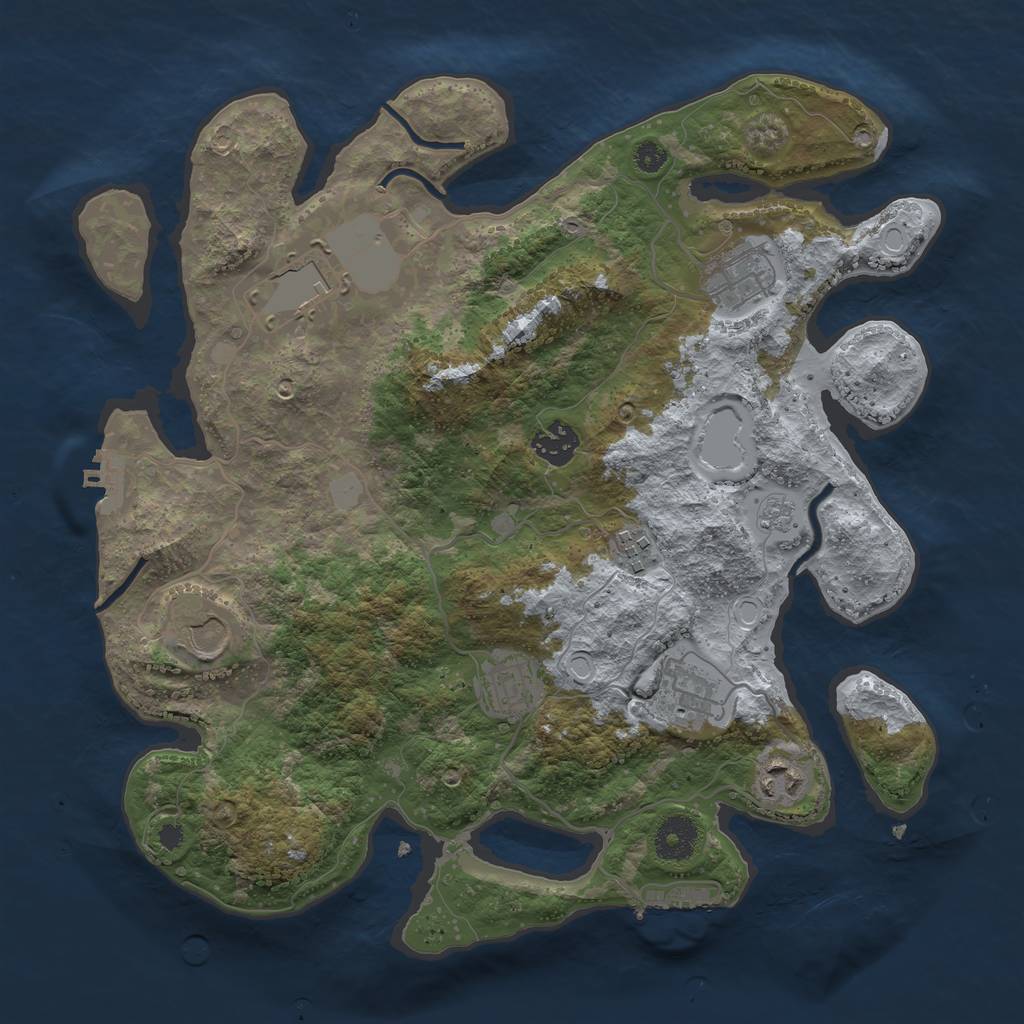 Rust Map: Procedural Map, Size: 3500, Seed: 14945461, 16 Monuments