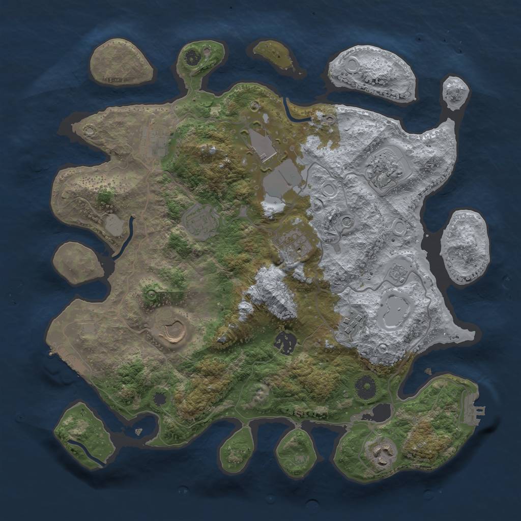 Rust Map: Procedural Map, Size: 3500, Seed: 62437717, 18 Monuments