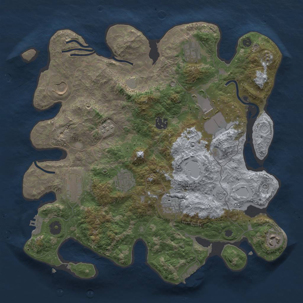 Rust Map: Procedural Map, Size: 3500, Seed: 77608814, 18 Monuments