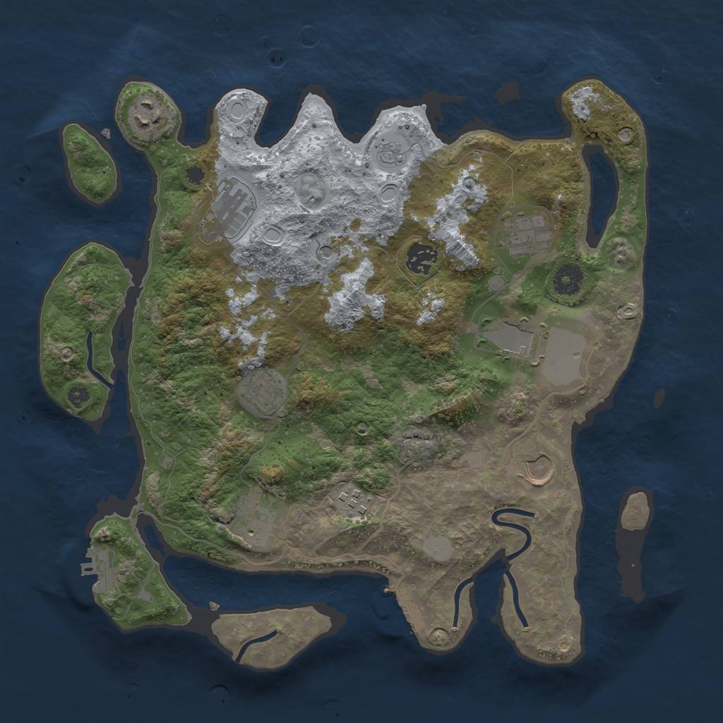 Rust Map: Procedural Map, Size: 3500, Seed: 24054897, 18 Monuments