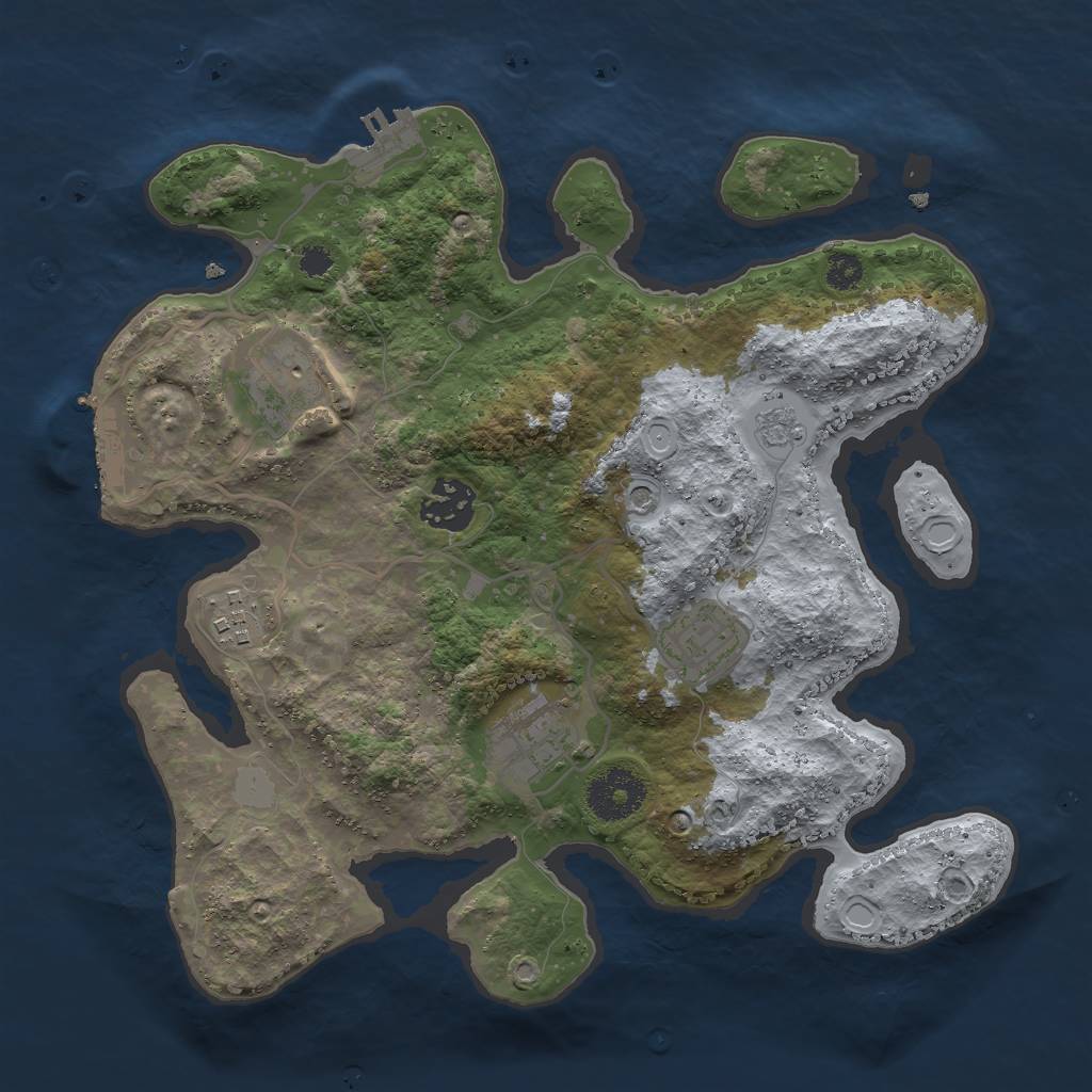 Rust Map: Procedural Map, Size: 3000, Seed: 92281, 14 Monuments