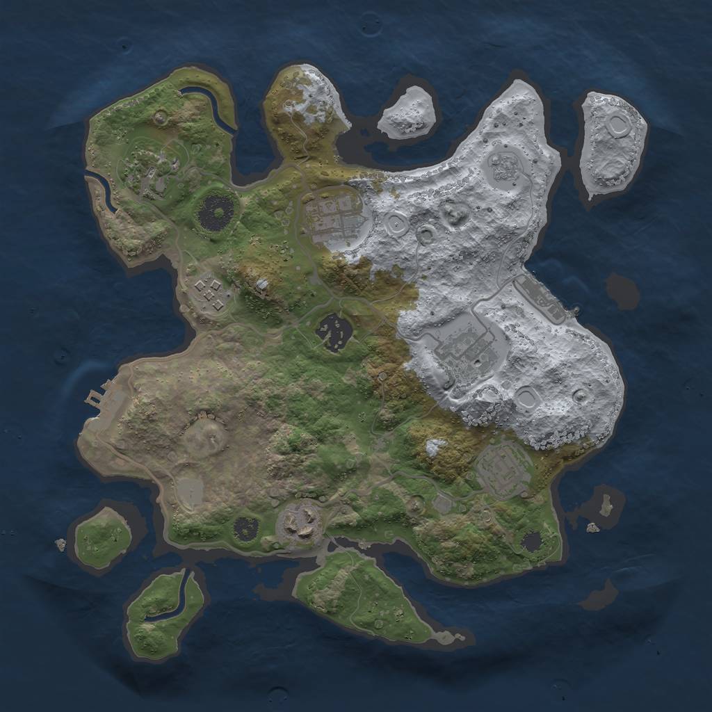 Rust Map: Procedural Map, Size: 3000, Seed: 39552, 15 Monuments