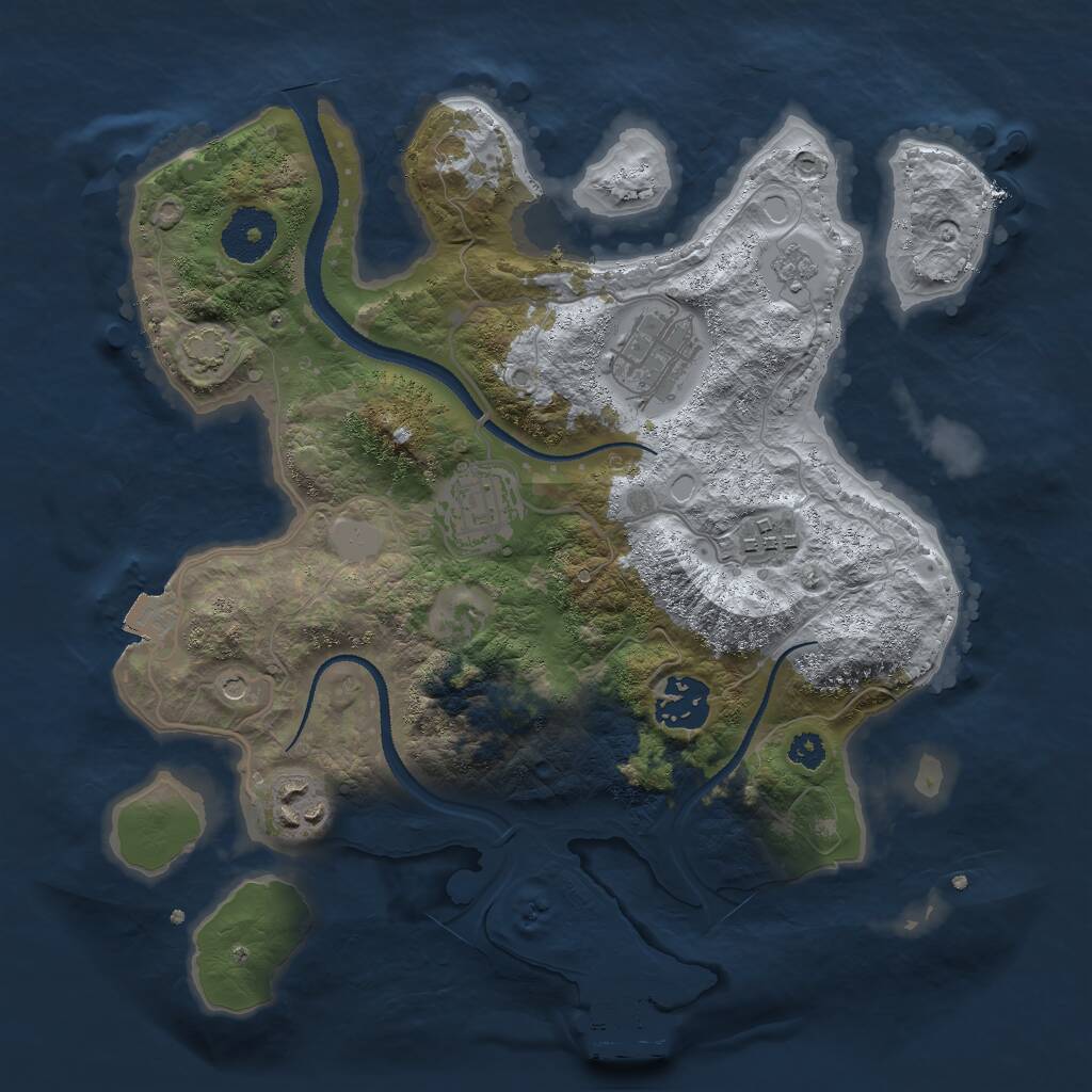 Rust Map: Procedural Map, Size: 3000, Seed: 39552, 10 Monuments