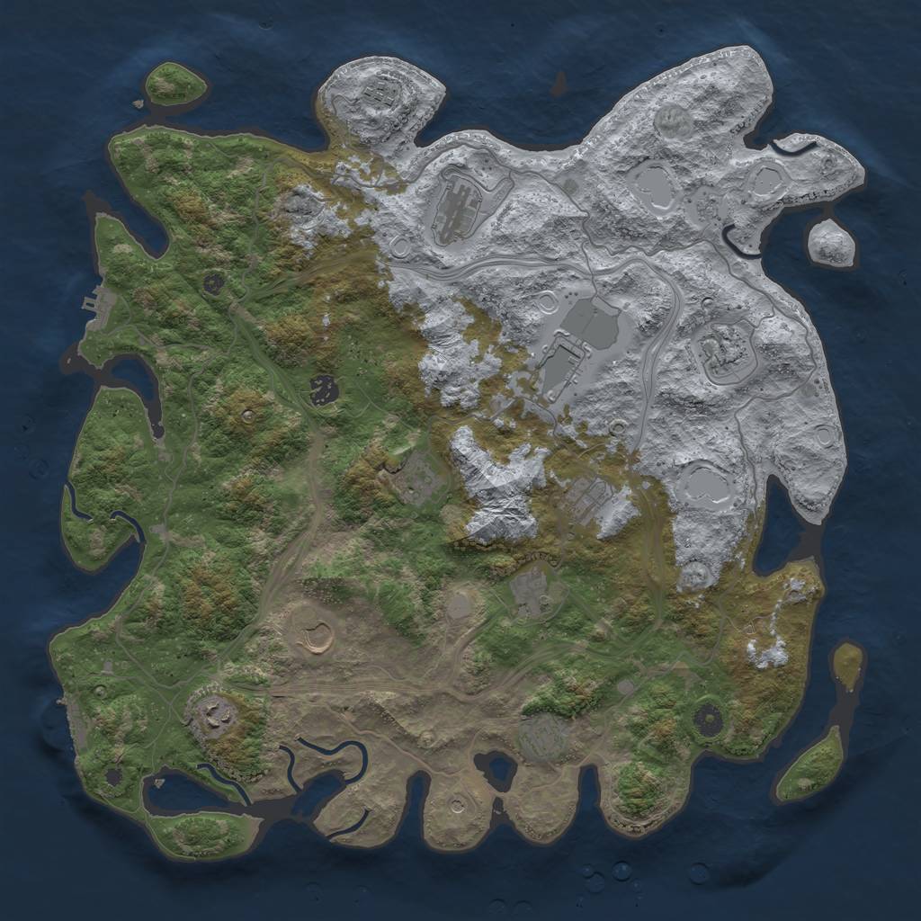 Rust Map: Procedural Map, Size: 4500, Seed: 1933216639, 20 Monuments