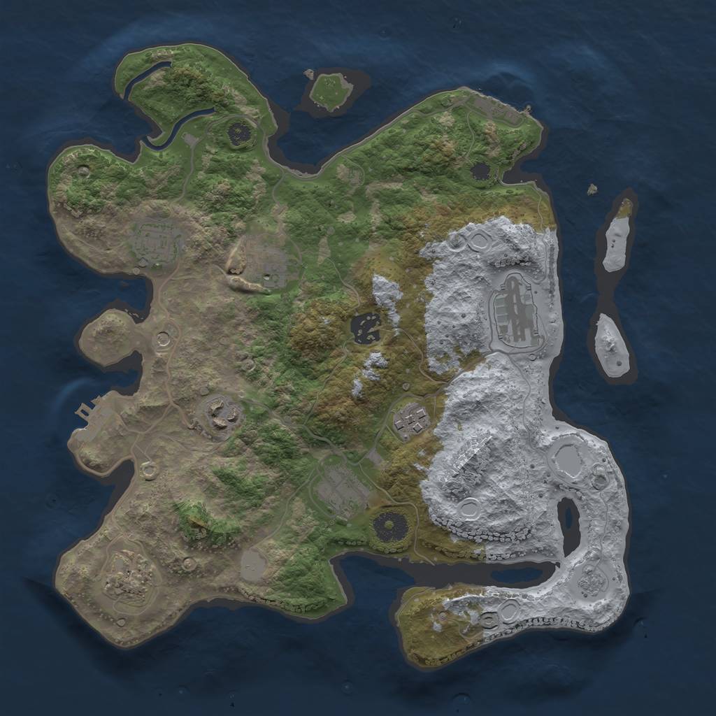 Rust Map: Procedural Map, Size: 3300, Seed: 375726737, 17 Monuments