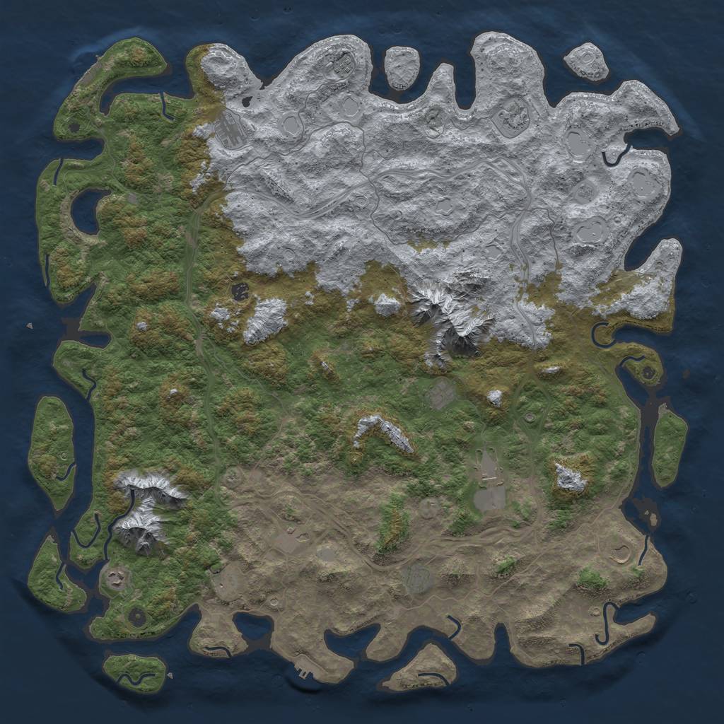 Rust Map: Procedural Map, Size: 6000, Seed: 1242366919, 20 Monuments