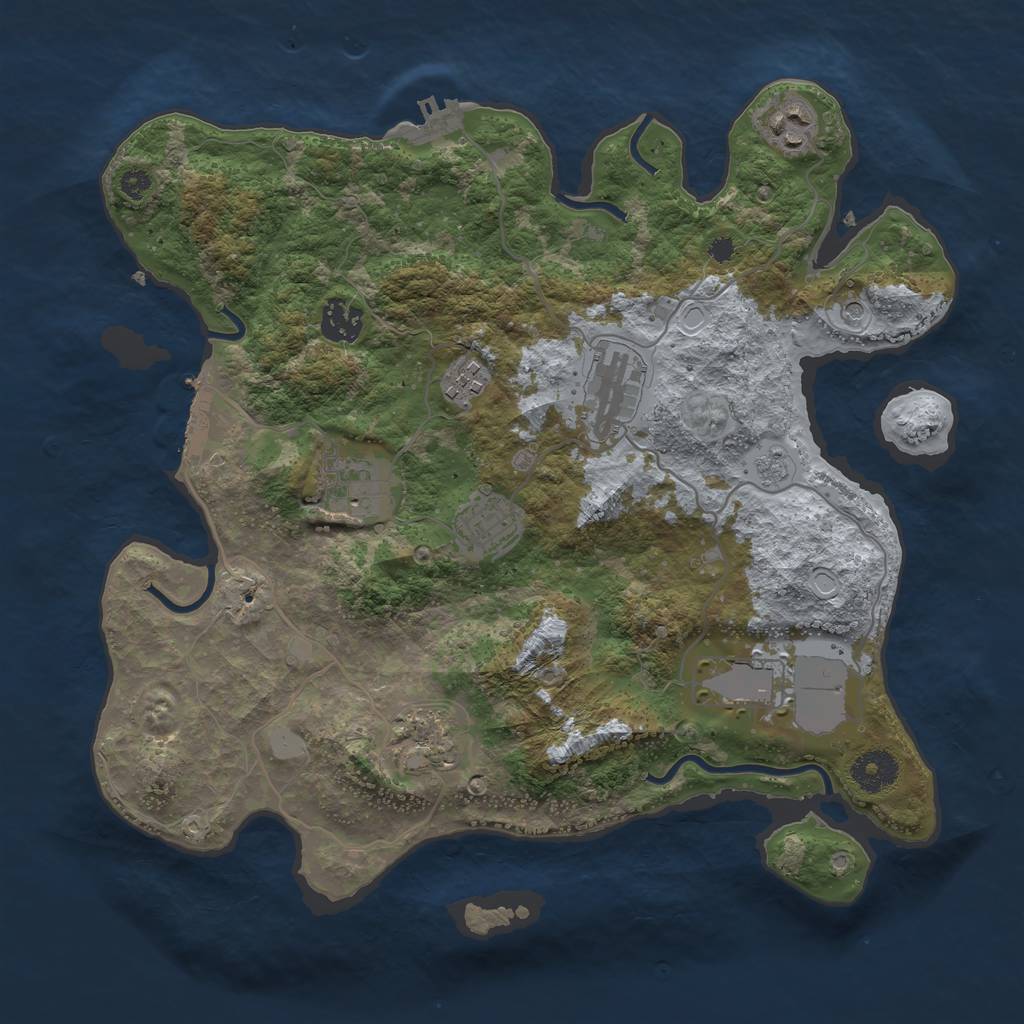 Rust Map: Procedural Map, Size: 3500, Seed: 825583078, 17 Monuments