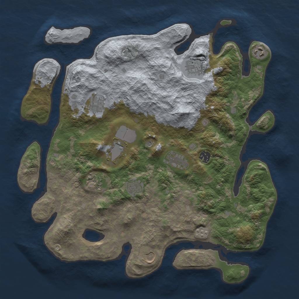 Rust Map: Barren, Size: 4000, Seed: 494896665, 13 Monuments