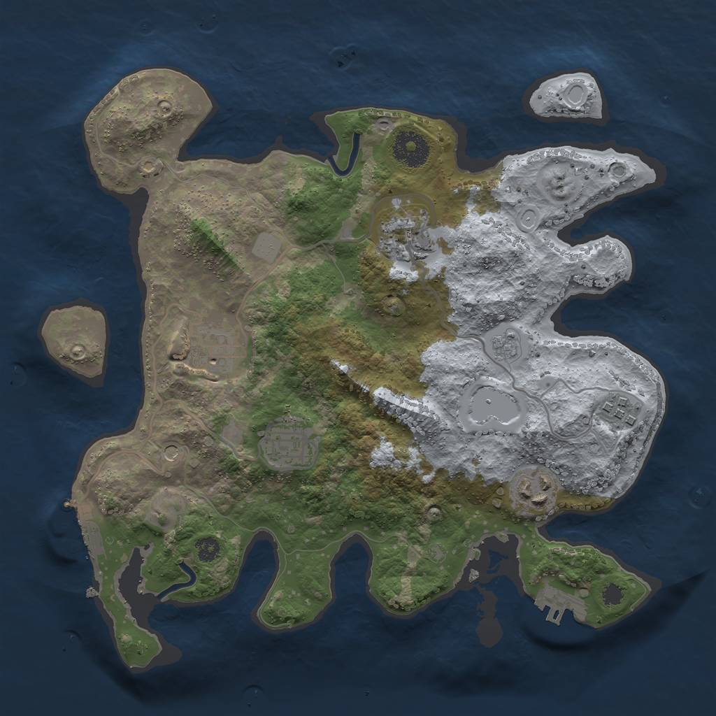 Rust Map: Procedural Map, Size: 3000, Seed: 418928691, 14 Monuments