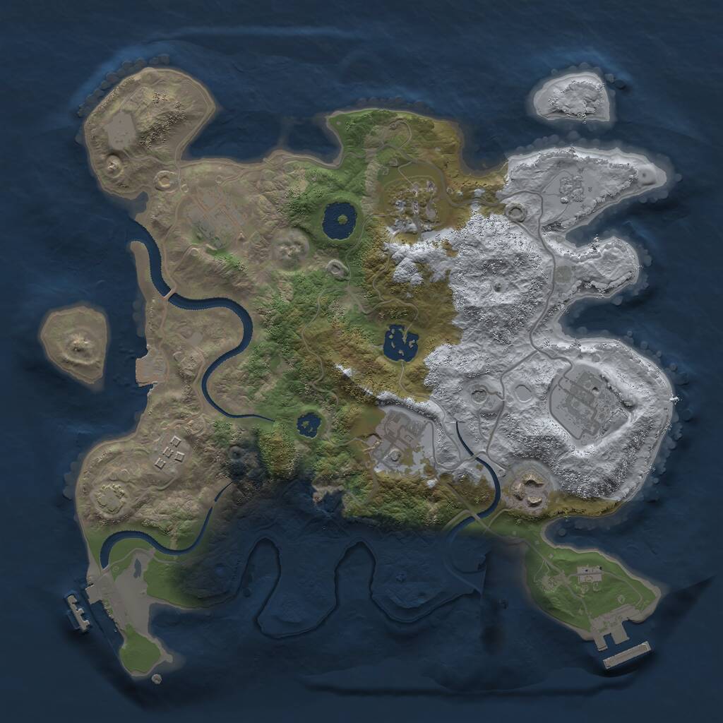 Rust Map: Procedural Map, Size: 3000, Seed: 418928691, 13 Monuments