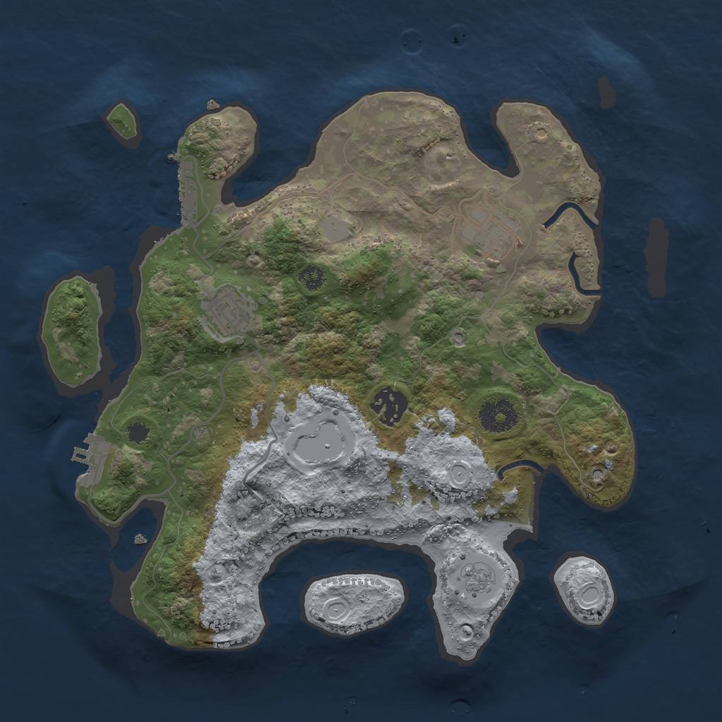 Rust Map: Procedural Map, Size: 3000, Seed: 9074321, 11 Monuments