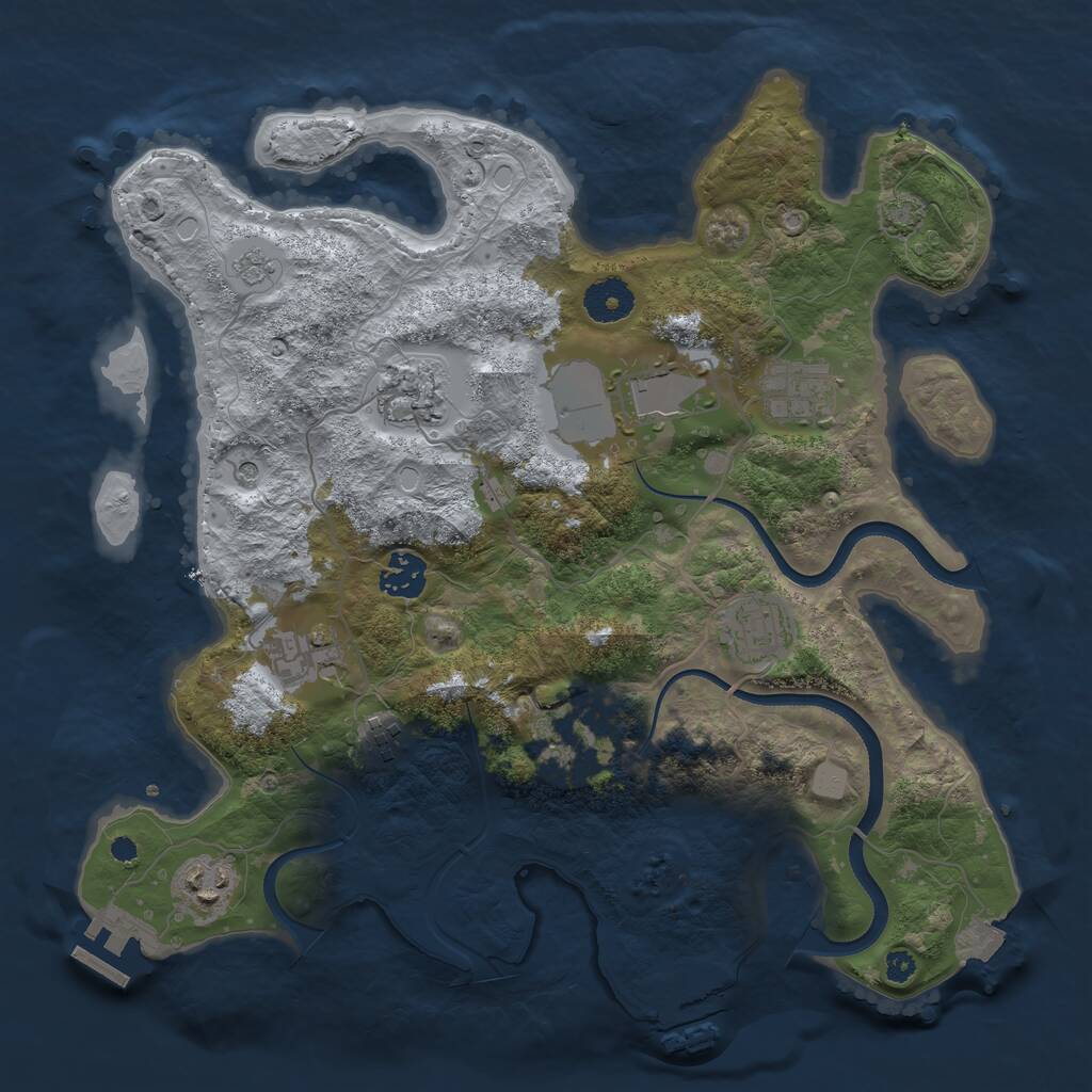 Rust Map: Procedural Map, Size: 3500, Seed: 1825793, 15 Monuments