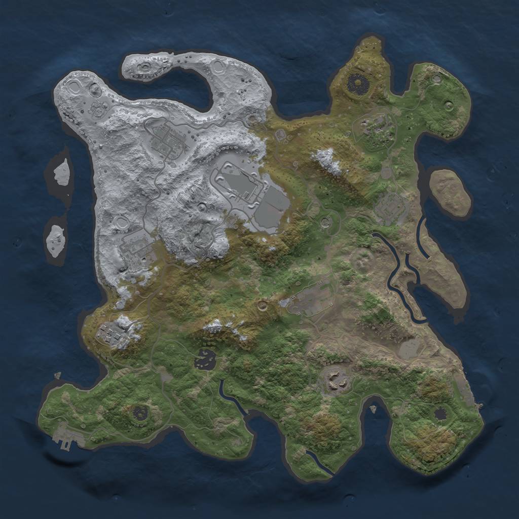 Rust Map: Procedural Map, Size: 3500, Seed: 1825793, 18 Monuments