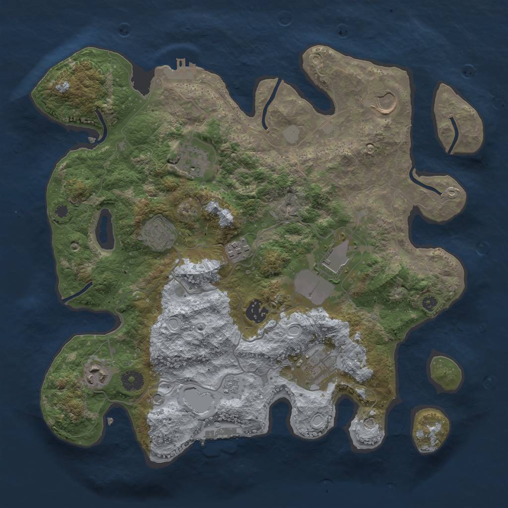 Rust Map: Procedural Map, Size: 3500, Seed: 101483, 17 Monuments