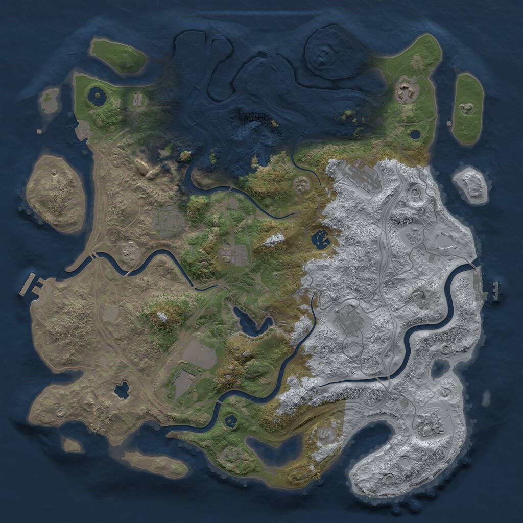 Rust Map: Procedural Map, Size: 4250, Seed: 653276512, 16 Monuments