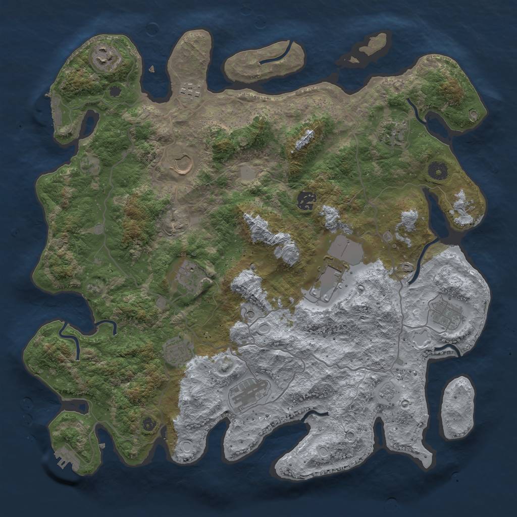 Rust Map: Procedural Map, Size: 4000, Seed: 801709, 19 Monuments