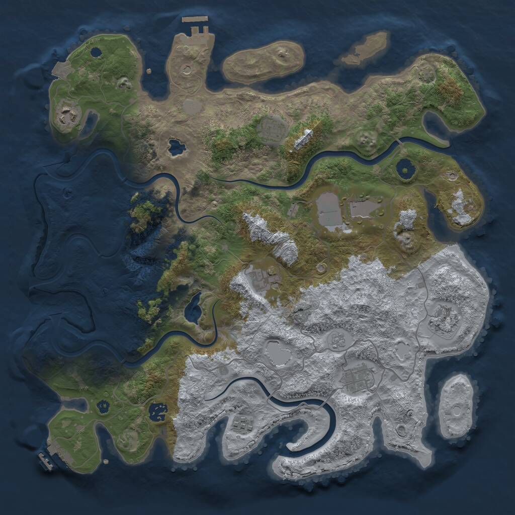 Rust Map: Procedural Map, Size: 4000, Seed: 801709, 14 Monuments