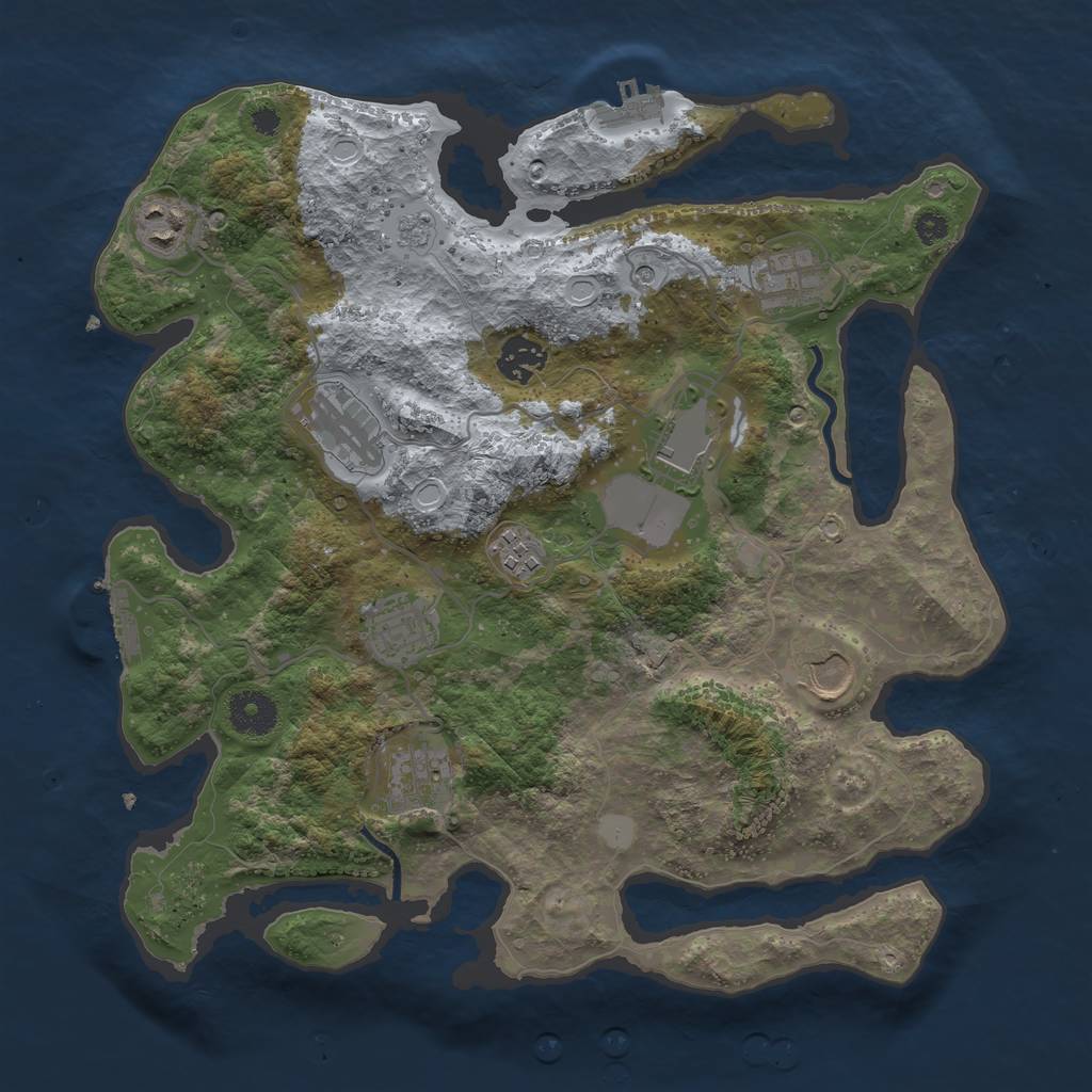 Rust Map: Procedural Map, Size: 3500, Seed: 41292512, 18 Monuments