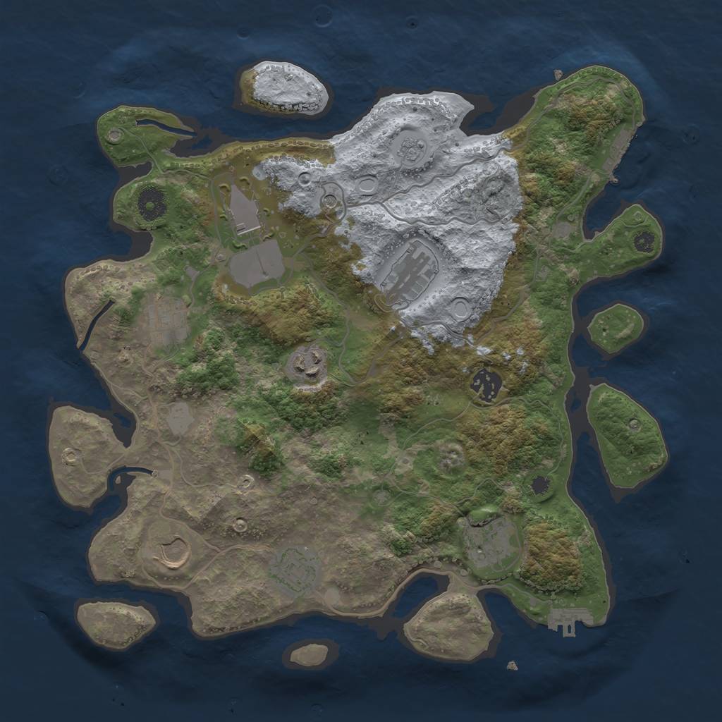 Rust Map: Procedural Map, Size: 3500, Seed: 1459332, 17 Monuments