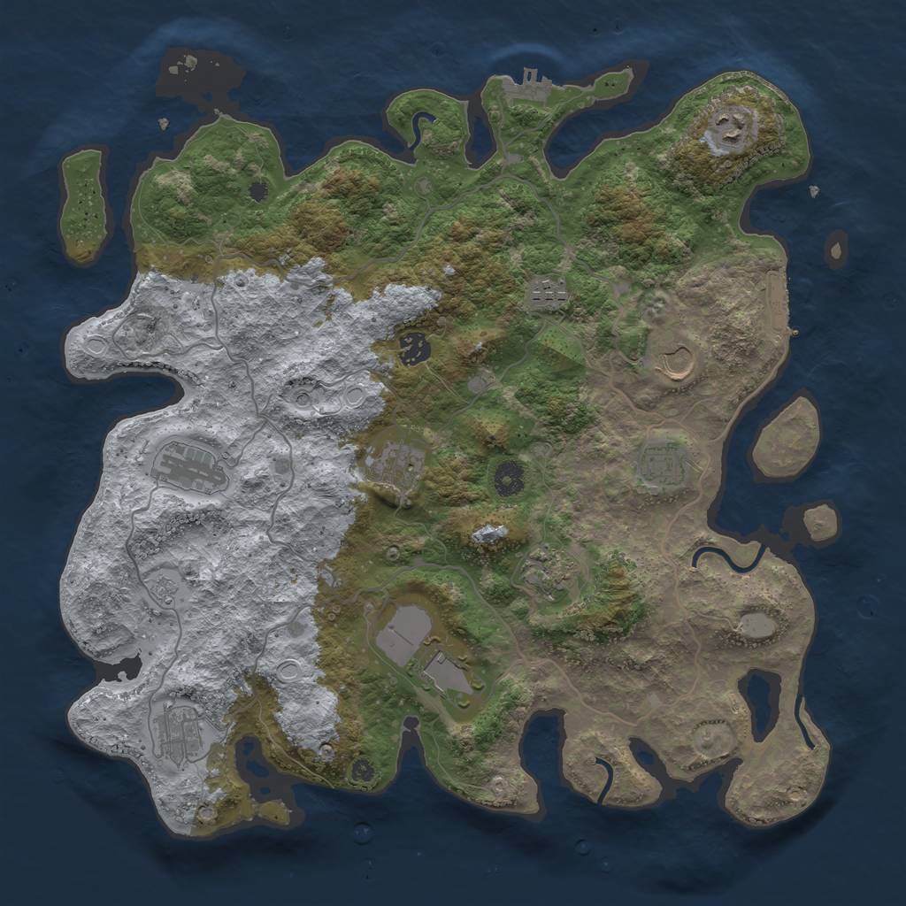 Rust Map: Procedural Map, Size: 4050, Seed: 1769033747, 19 Monuments