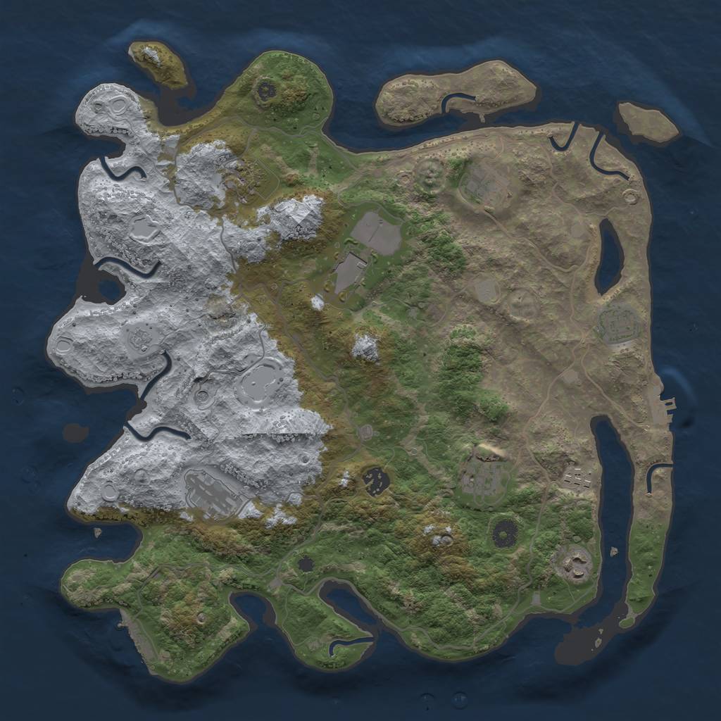 Rust Map: Procedural Map, Size: 4000, Seed: 41228, 18 Monuments