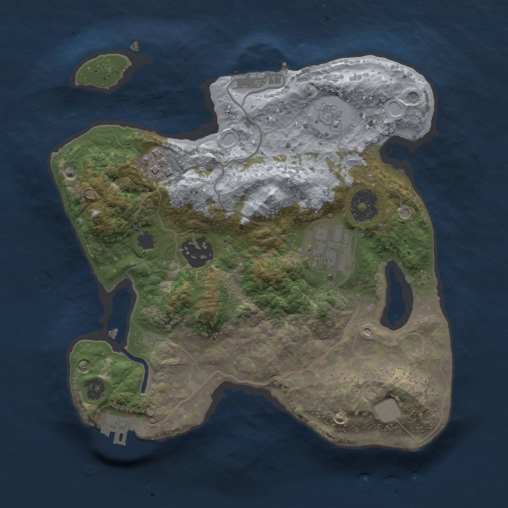 Rust Map: Procedural Map, Size: 2500, Seed: 1375702653, 11 Monuments