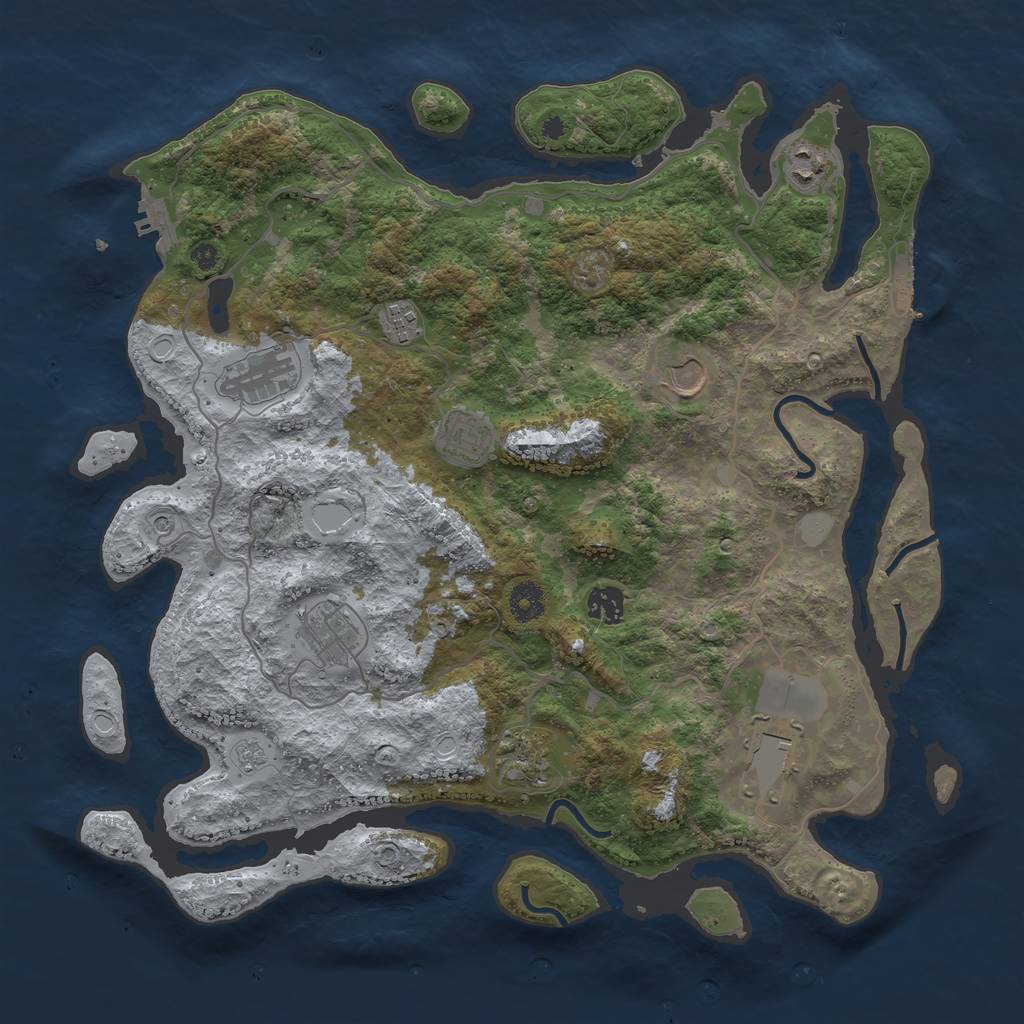 Rust Map: Procedural Map, Size: 4000, Seed: 765744, 18 Monuments