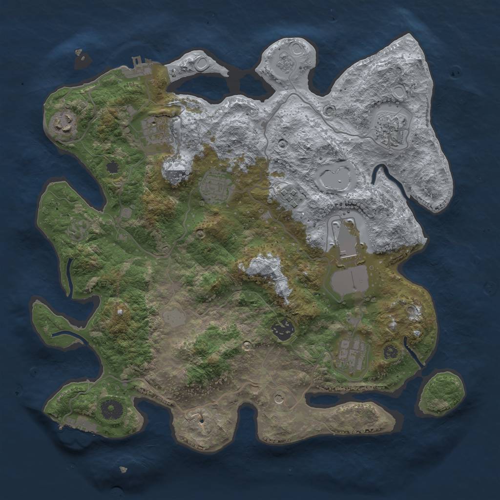 Rust Map: Procedural Map, Size: 3500, Seed: 87748979, 17 Monuments