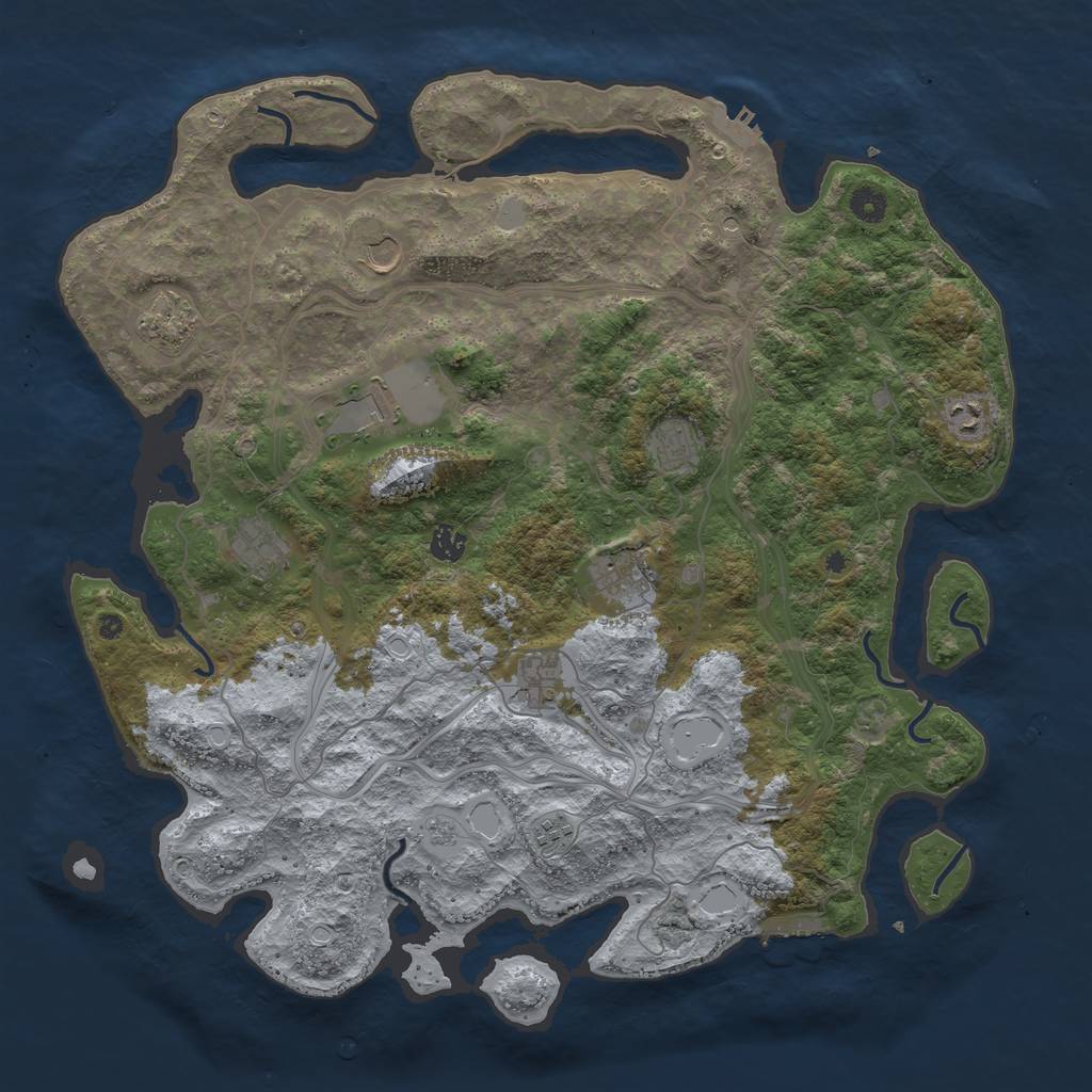 Rust Map: Procedural Map, Size: 4500, Seed: 1746216562, 19 Monuments
